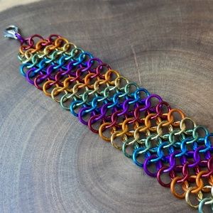 Handmade Rainbow Chainmail Bracelet